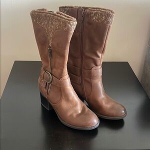 BareTraps Brown Heeled Boots with Side Zipper